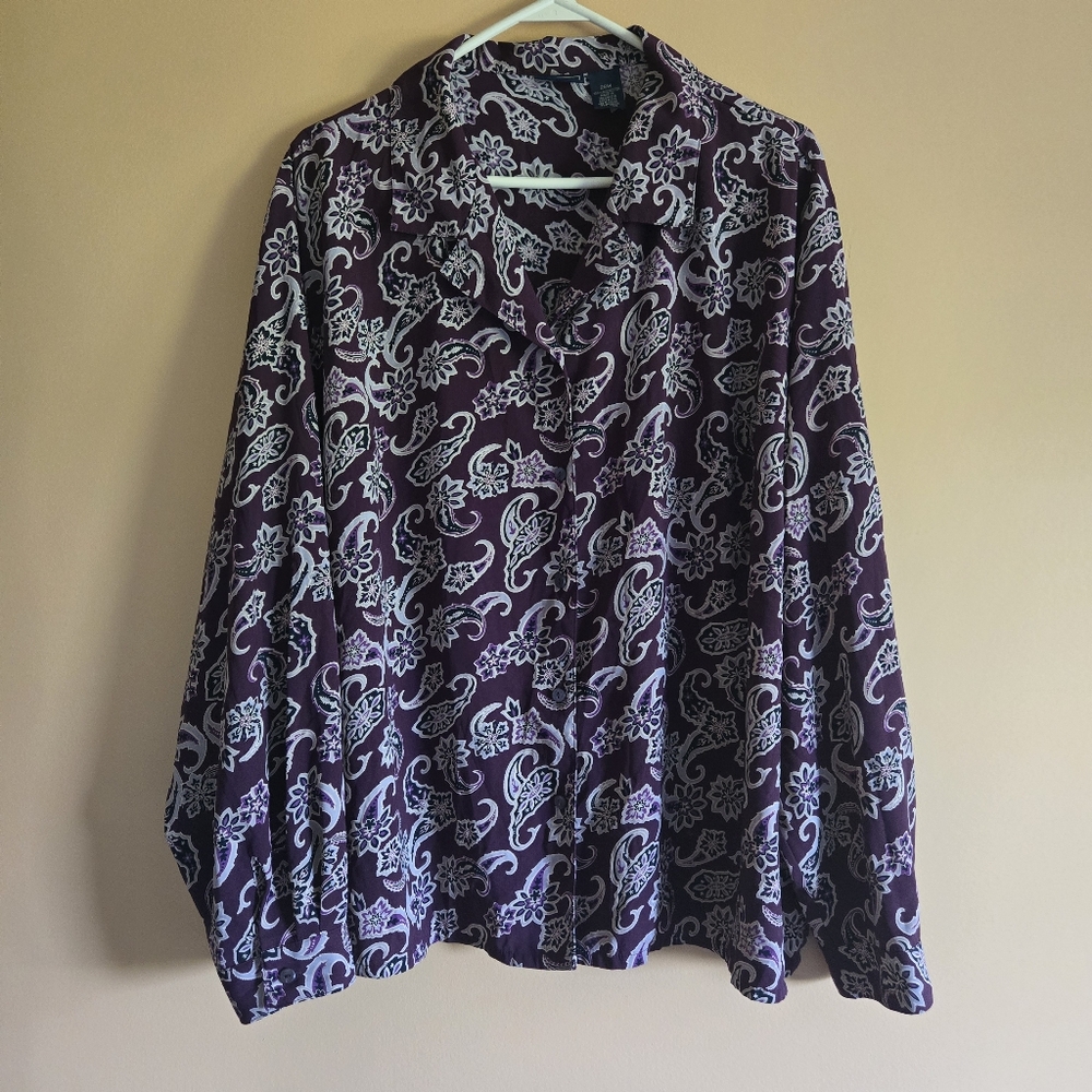 Laura Scott Paisley Button-Down Top PTP=26"